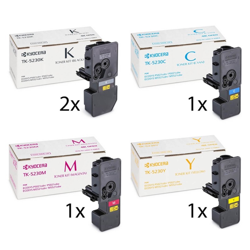 Kyocera Original TK-5230 Toner Pack Économique/Multipack (2x Noir, 1x Jaune, Cyan, Magenta)