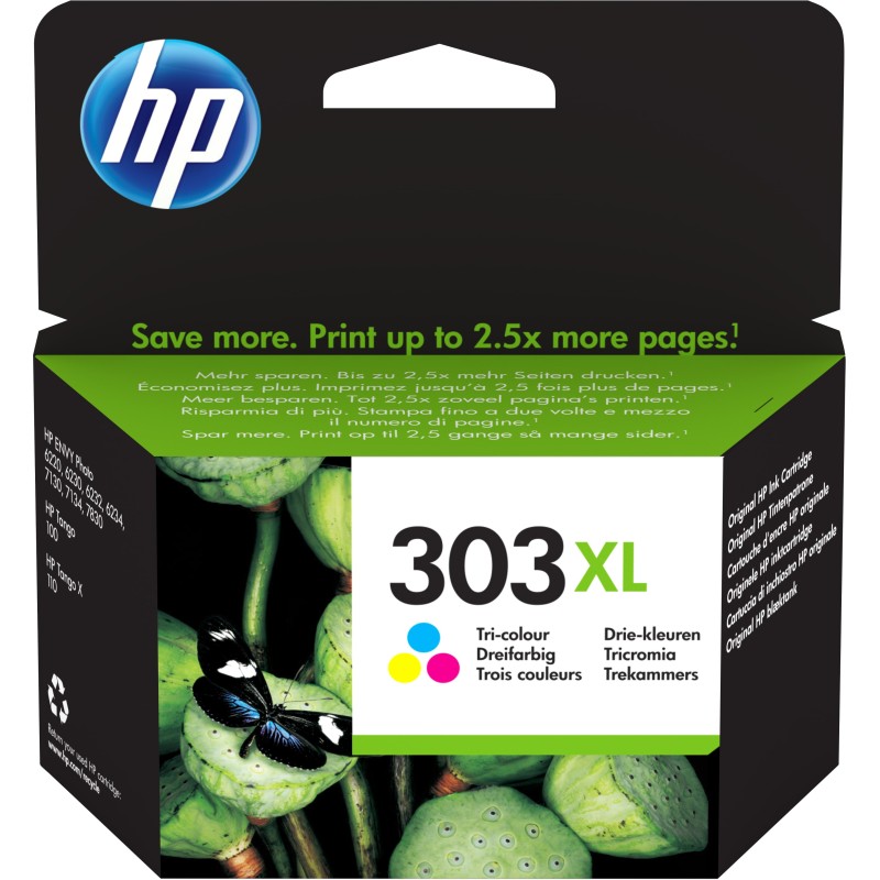 Original HP T6N03AE / 303XL Cartouche d’encre color