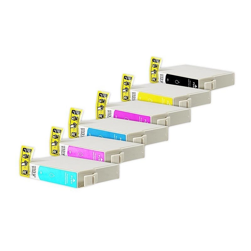 Compatible Epson T0801-T0806 Pack Économique (je2xBK,C,M,Y+LC,LM)10pcs